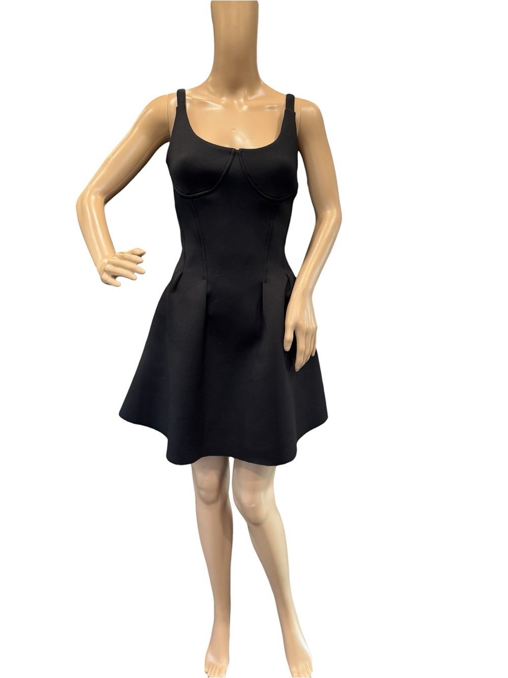 AS by DF Wish You Were Here Dress Womens Size M A-Line Poofy Stretch Scuba Black